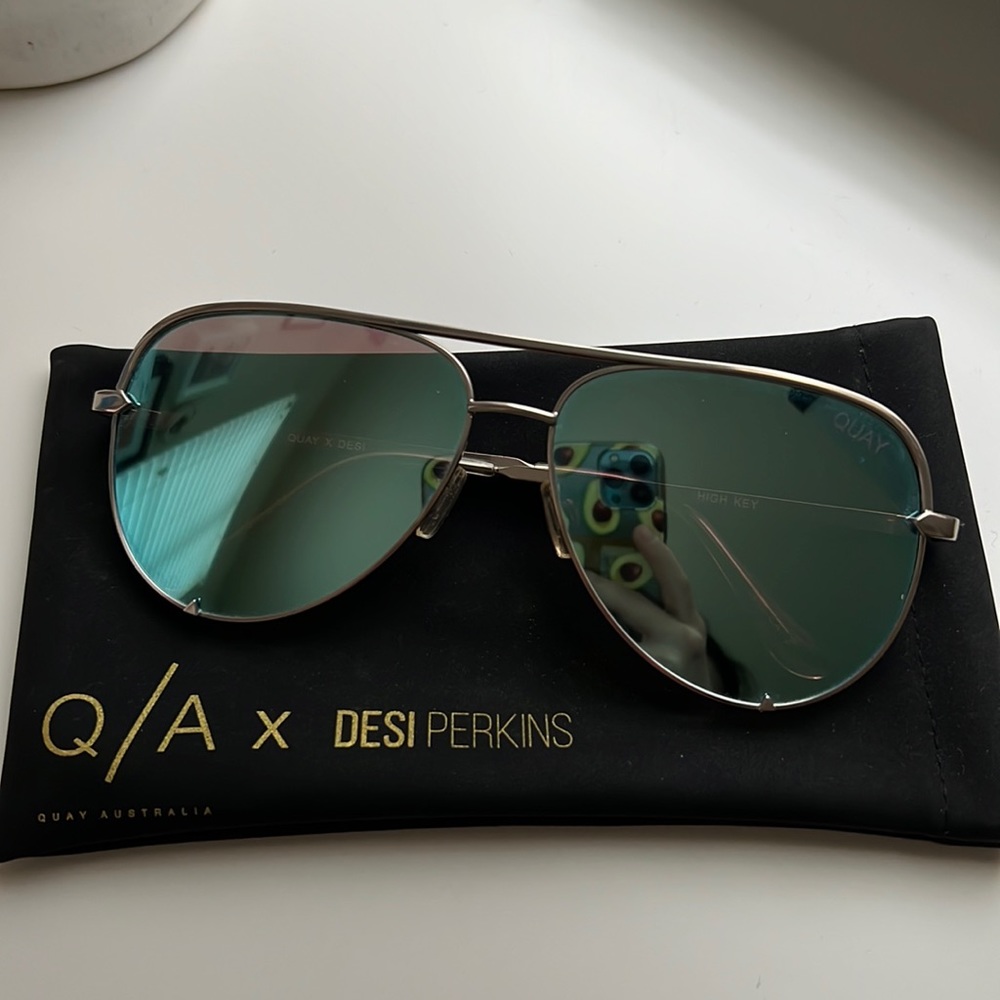 Quay High Key x Desi Blue Mirror Sunglasses